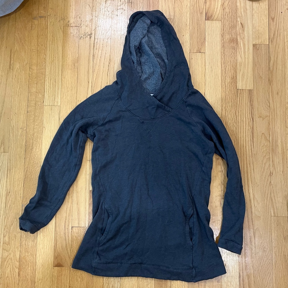Black Hooded Long Sleeve Top